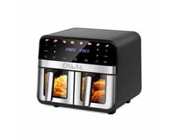 Lamor Airfryer - Heteluchtfriteuse - Heteluchtoven - Dubbele kookzones - Totale inhoud 11,5 liter - 80 °C tot 200 °C - LED touch