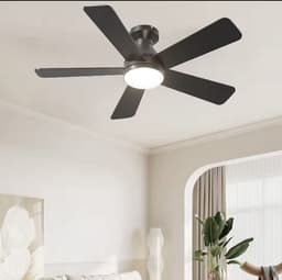 Plafondventilator Ø132 cm - 3 Temperaturen - Fluisterstil - Met Afstandsbediening - 6 Snelheden - Timer - Zomer/Winter functie - Zwart - 48W — thumbnail 2