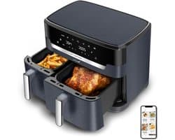 Airfryer Dubbele Mand - Heteluchtfriteuse XXL - Grote Maaltijden Bereiden - Synchroon Koken - 11 Liter Capaciteit - Zwart