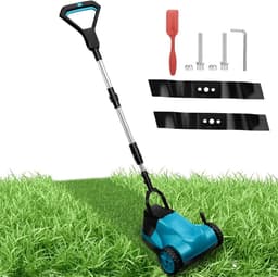 Accu Grasmaaier - Kleine Grasmaaier - Gazon Onderhoud - Borstelmotor - 21 cm - Blauw — thumbnail 1