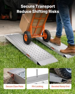 Laadrampen - Set van 2 Oprijrampen - Aluminium - 140 x 30 cm - Antislip Oppervlak - Totaal 1360 kg Draagvermogen - Voor Motor, Grasmaaier, Tractor, Aanhanger — thumbnail 3