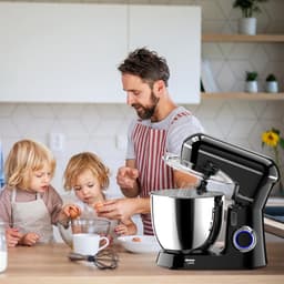 SnelShoppen - Keukenmachine 1400 W, Kneedmachine met Roestvrijstalen Kom van 6 Liter, 10+ P-niveaus, Deegmachine met Garde, Deeghaak en Spatbeschermin — thumbnail 3
