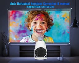 SnelShoppen - Beamer 4K Mini Projector Android 11.0 5G WiFi 6 BT 5.0 200 inch Full HD, Trapezoid Correctie, Mobiele Beamer, 180° Rotatie, Wit — thumbnail 5
