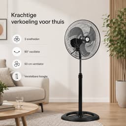 Glowstride - ventilator - ventilatorstaand - kolomventilato - 18 inch (50 cm) - vermogen 60 W - oscillatie 90 - 3 verstelbare snelheden — thumbnail 3