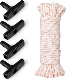 SnelShoppen - Starterkabel Grasmaaier 10 m - 4 mm Dikte - Recoil Starter Rope met 4 Stuks Handgrepen - Geschikt voor Grasmaaiers, Kettingzagen, Trimme — thumbnail 1