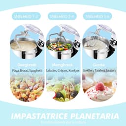 SnelShoppen - Keukenmachine 6,2 L Staande Mixer 1400W - Deegmixer met Planetaire Mengtechniek, Menghaak, Deeghaak, Garde - Wit, Perfect voor Keuken, B — thumbnail 5