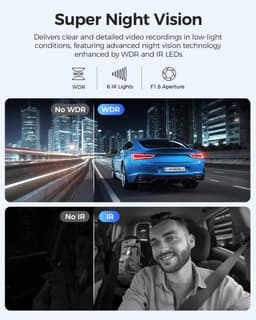 SnelShoppen - V630 Dashcam 4K + 1080p + 1080p, Mini Auto Camera met 2.4 Inch IPS, GPS, 24 Uur Parkeerbescherming, Ultra Nachtzicht en 170° Hoek — thumbnail 4