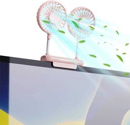 LISM-Bureauventilator met 2 draaibare koppen, 3 snelheden, stevige klem, USB-voeding, Geschikt voor bureaus en laptops. — thumbnail 1