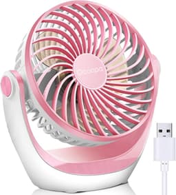 USB Tafelventilator - Stil - Mini Ventilator - 3 Snelheden - 360° Verstelbaar - Opvouwbaar - USB Aangedreven - Roze — thumbnail 1