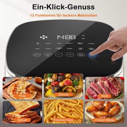 SnelShoppen - Airfryer 6L met Raam, 12-in-1 Functies, Touch Screen, Gezond Vetvrij Koken, Antiaanbakmand, Vaatwasmachinebestendig, Voor 3-6 Personen, — thumbnail 4