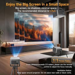 SnelShoppen - Mini Beamer Projector 4K met Google TV, Full HD 1080p, Bluetooth, WiFi, Korte Afstand, Autofocus, Trapeziumcorrectie voor Thuisbioscoop, — thumbnail 4