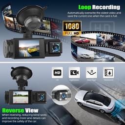 SnelShoppen - 3-Kanaals Dashcam Met Voor, Achter En Interne Camera, 1080p, App Controle, Nachtzicht, G-Sensor, Parkeerhulp, 24-Uurs Bewaking — thumbnail 4