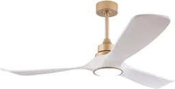Moderne plafondventilator met licht 52 inch wit-gouden - Afstandsbediening - Stille omkeerbare DC-motor - Geheugenfunctie - 3 ABS-bladen - Geschikt voor binnen en buiten — thumbnail 1