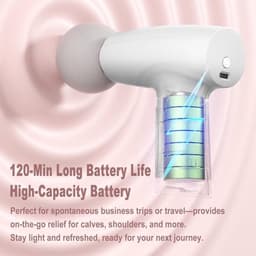 Mini-massagepistool - Draagbare spiermassage, diepe weefselpercussiemassage voor atleten, stille technologie, 6 opzetstukken, voor mannen en vrouwen, groen — thumbnail 4