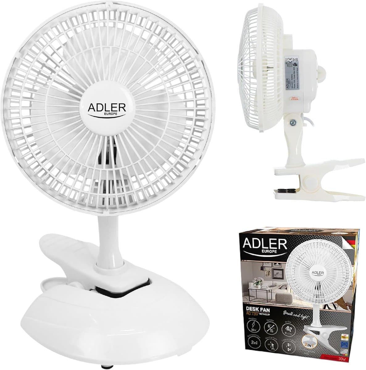 Ventilator met Clip en Voet – 2 Snelheden – Kantelbaar – Compacte Bureauventilator 15 cm 30W — afbeelding 1