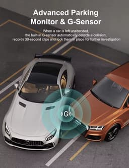 Lordani Dual Dashcam voor auto | Ultra 4K & 1080P | Voor en Achter Camera | WiFi en GPS | met App | Nachtzicht | Parkeerbewaking | G Sensor | Loop opname | Full HD achter camera — thumbnail 2