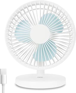 USB Tafelventilator Draadloos – Stil – Oplaadbaar met 3 Snelheden – 7,5 Uur Accuduur – 90° Kantelbaar Wit — thumbnail 1
