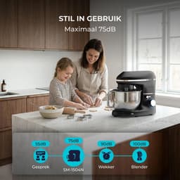 Lìon® Deegmachine - Mixer met Kneedhaak - Kneedmachine - Zwart - 38cm x 24cm x 32cm — thumbnail 3