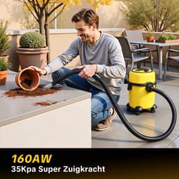 Lubluelu Industriële stofzuiger met robuuste superzuigkracht 30kPa – snoergebonden stofzuiger zonder zak voor tapijten, trappen en voertuigen – stofcapaciteit van 20 liter, stille werking bij 65 dB — thumbnail 4