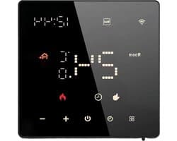 Slimme Thermostaat - Programmeerbare WiFi - Comfort Thuis - Touchscreen Bediening - 16A - Zwart