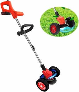 Snoerloze Grasmaaier - Elektrische Grasmaaier - Gazon Onderhouden - Verstelbare Snijkop - 230 mm Maaidiameter - Rood — thumbnail 1