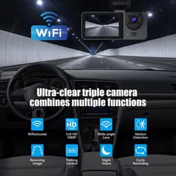 SnelShoppen - Autocamera 4K Dashcam Auto met 1080p Achter- en Binnencamera, 32 GB SD-kaart, Parkeerbewaking, Infrarood Nachtzicht, G-sensor, Loop-opna — thumbnail 2