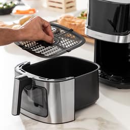 Heteluchtfriteuse - Airfryer - Gezond Koken - Transparant Venster - 6.5 Liter - Zwart RVS — thumbnail 4