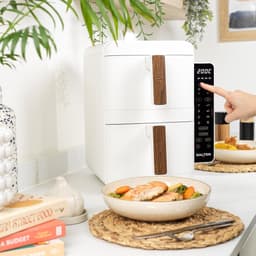 Heteluchtfriteuse - Airfryer Dubbel - Gezond Koken - Verticaal Ontwerp - 9 Liter - Zwart — thumbnail 3