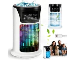 Torenventilator - Watergekoeld Ventilator - Mobiele Aircooler - Persoonlijke Koeler - Luchtbevochtiger - Waternevel - 300ml - 6 Standen & 6 Kleuren & Timer - Tower Fan - Voor Thuis Kantoor en Reizen