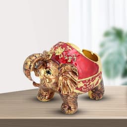 Winddichte Asbak met Deksel Vintage Olifant Sigaretten Asbak voor Buitenshuis Binnen Metalen Rokende Asbak Cadeau voor Mannen Vrouwen(Goud Rood) — thumbnail 2