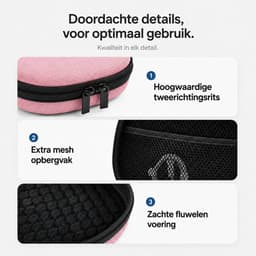 Sounix Koptelefoon Hoes - Harde Beschermcase voor JBL, Sony Koptelefoons - Waterafstotende Opberghoes met Draagband - Roze — thumbnail 3