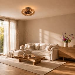 Minovia Sora Plafondlamp met Ventilator – Rotan Design – Afstandsbediening – Voor Wonen, Slapen en Werken — thumbnail 3