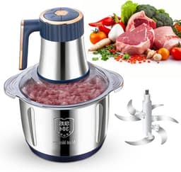 Elektrische Keuken chopper - Keukenmachine Hakmolen - Snel Ingrediënten Hakken - 5L RVS Kom - 500 W - Zilverkleurig — thumbnail 1