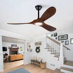 Plafondventilator met licht 52 inch - 3CCT kleurtemperatuur instelbaar - Stille DC-motor - Zes snelheden omkeerbaar - Drie massief houten bladen - Geschikt voor woonkamer en eetkamer — thumbnail 4