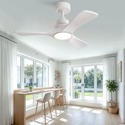 Plafondventilator 36 inch puur wit - draadloze afstandsbediening - 3 kleurtemperaturen - omkeerbare DC-motor - 3 versterkte massief houten propellerbladen - zes snelheidsstanden met geheugenfunctie — thumbnail 3