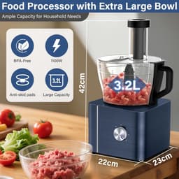 Keukenmachine - Foodprocessor Mixer - Koken en Bakken - 11-in-1 Functionaliteit - 3.2 Liter Kom - Donkerblauw — thumbnail 3