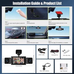 4-kanaals Dashcam - Auto Camera Set - Verkeersveiligheid - 360 Graden Zicht - 3 inch Display - Zwart — thumbnail 4