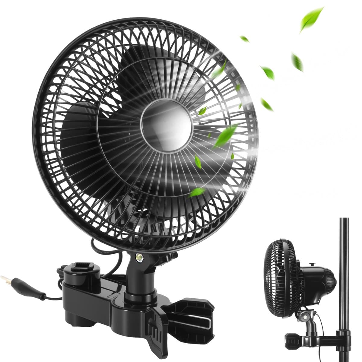 Lemlit Ventilator - Clipventilator klein - 3 Snelheden 90°/120° Verstelbaar Fan - voor Kweektent, Slaap- en Woonkamer - Klaslokaal en Kantoor - Zwart — afbeelding 1