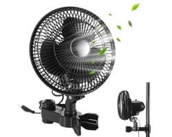 Lemlit Ventilator - Clipventilator klein - 3 Snelheden 90°/120° Verstelbaar Fan - voor Kweektent, Slaap- en Woonkamer - Klaslokaal en Kantoor - Zwart