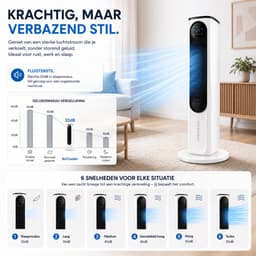 DreamGoods Aircooler - 4-IN-1 Torenventilator - Luchtkoeler met Water & IJs - Aircooler met Koelelementen - Koelen & Verwarmen - Ventilator Staan - Tafelventilator - Mobiele Airco zonder Afvoerslang — thumbnail 4