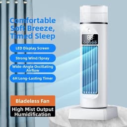 Torenventilator - Ventilator met mist - Thuis kantoor koelen - Stille werking 36dB - 37.5 cm hoog - Zwart — thumbnail 2