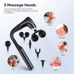Dubbele Massage Gun - Spierherstel Apparaat - Spierontspanning Thuis - Verlengde U-Handgreep - 12 Snelheden - Zwart — thumbnail 2