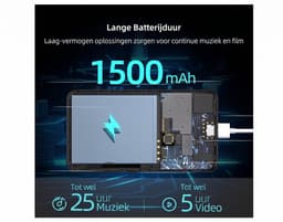 MP3-speler met Bluetooth en Wifi 80GB - Kindvriendelijke Muziekspeler met Spotify (Kids), Audible & Ouderlijk Toezicht - 4 Inch Touchscreen - Zwart — thumbnail 2