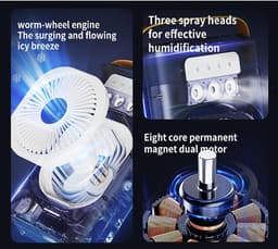 KZQ Draagbare 3-in-1 Ventilator met IJsblokjes, LED-verlichting, Timer, 3 Snelheden en 3 Sproeistanden voor Thuis, Kantoor en Slaapkamer Insteekmodel — thumbnail 2