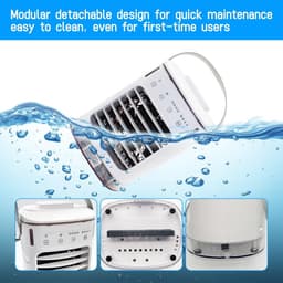 Mobiele airconditioning, mini-luchtkoeler met 4 windstanden en 7 kleuren led, draagbare luchtkoeler met groot waterreservoir (tot 2 uur looptijd), USB-voeding, stil, voor kantoor, thuis, camping - wit [Energieklasse A] — thumbnail 5