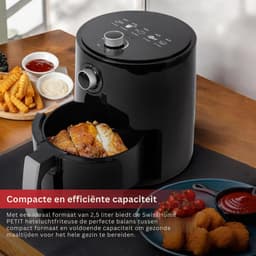 SNJY® Mini Airfryer - Airfryer Klein - Camping Airfryer - 2,5 Liter - 1200W - Zwart — thumbnail 3
