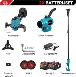ONEVAN Elektrische Bosmaaier - 3-in-1 Accu Grastrimmer - 200 m/s Bladblazer - Met 2x Accu's - Lichtgewicht - Voor terras, gazon, bladeren en stof — thumbnail 4