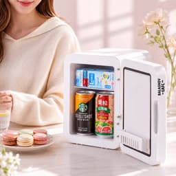 Sello! mini koelkast – frigo – drankjes – snacks – cosmetica – 12v voor auto – 220v – licht – make up spiegel – wit – 4 liter — thumbnail 3