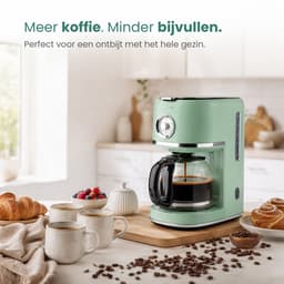 Emerio Retro Koffiezetapparaat - 1.5L - Anti drup - Warmhoudplaatje - Anti slip - Filterkoffie - CME-133280 Groen — thumbnail 4