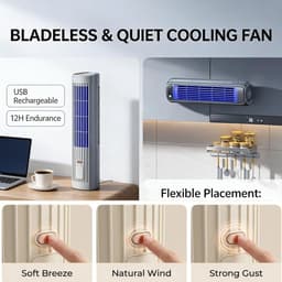 KZQ Draagbare Luchtkoeler Ventilator Stil 3 Snelheden Usb C Opladen Voor Slaapkamer En Kantoor Wit — thumbnail 4